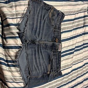 Mudd Blue Frayed Denim Shorts